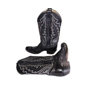 Justin Mens Iguana Lizard Exotic Black Western Boots Size 9D 8313 Leather‎